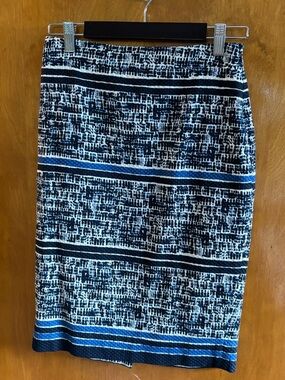 The Limited Black, Blue & White Pencil Skirt
